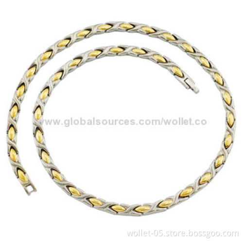 Fashion Jewelry Chain, Made of 316L Stainless Steel with Gold Plating, High-polished